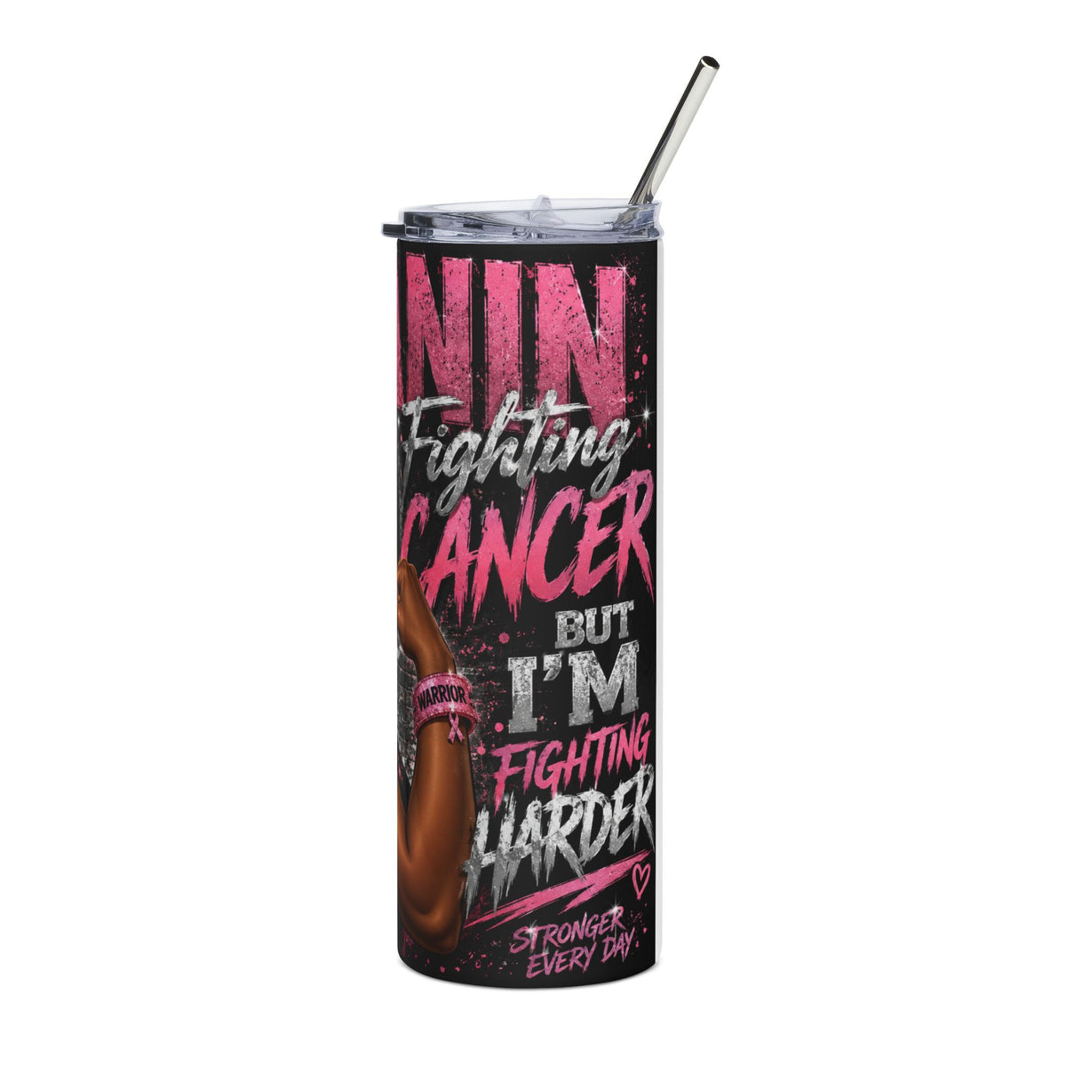 Melanin Fighting Cancer Awareness Stainless 20oz steel tumbler