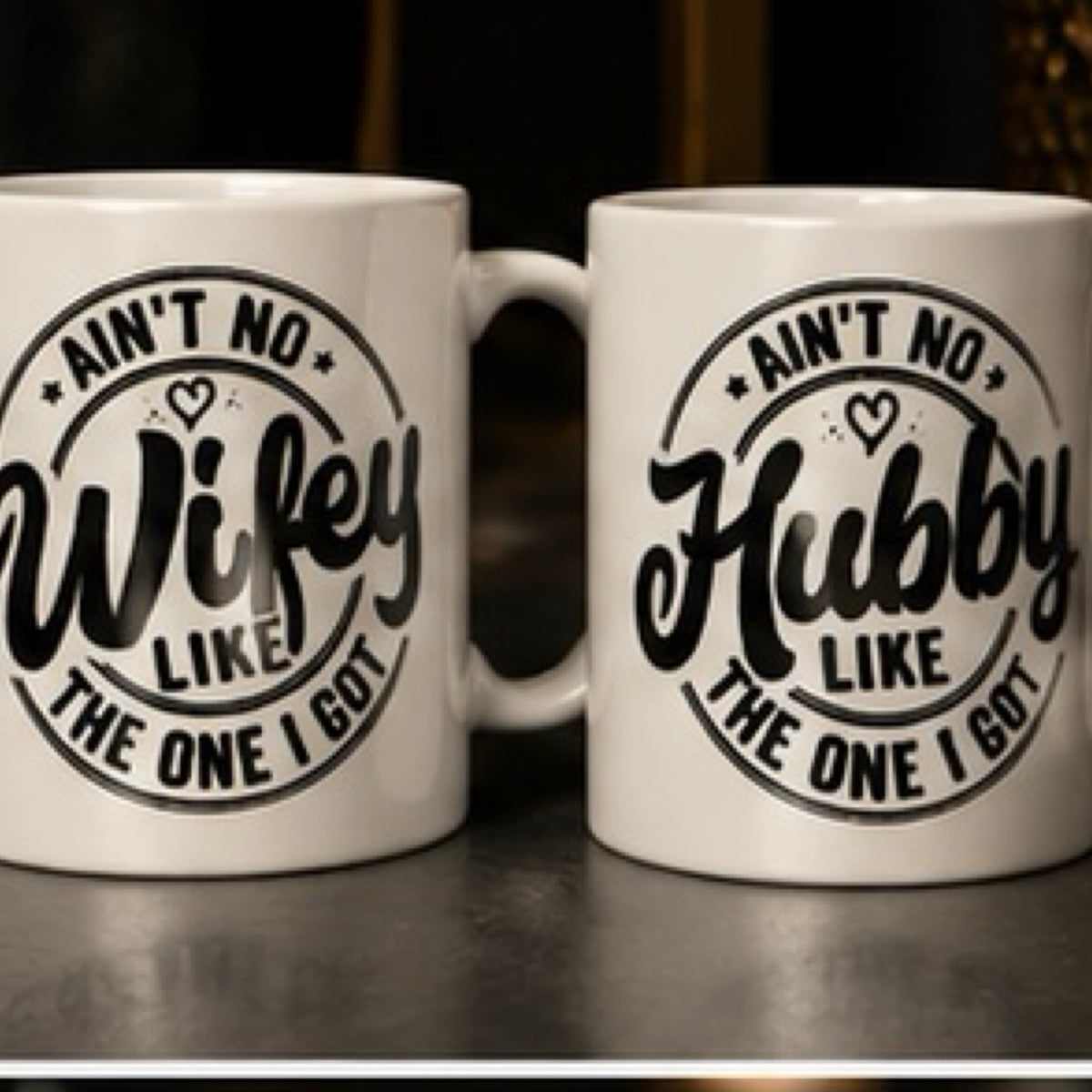 Ain't No Wifey Like The One I Got" Matching Hubby Mug Set - Funny Couple's Sublimation Coffee Cups, Anniversary & Wedding Gift Pack