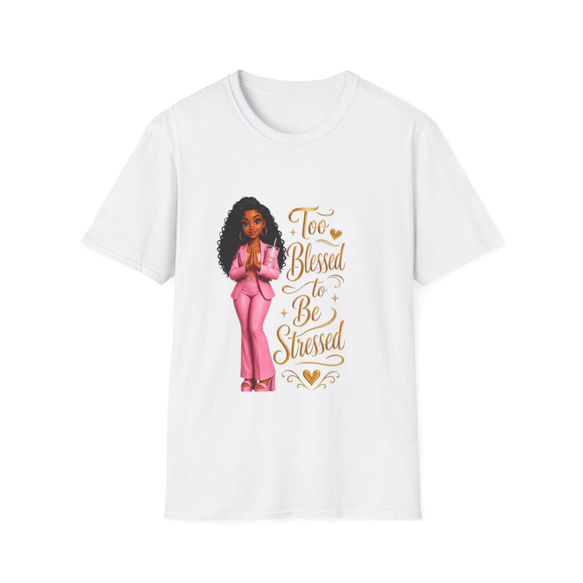 Too Blessed to Be Stressed Christian Faith Unisex T-Shirt nisex Softstyle T-Shirt