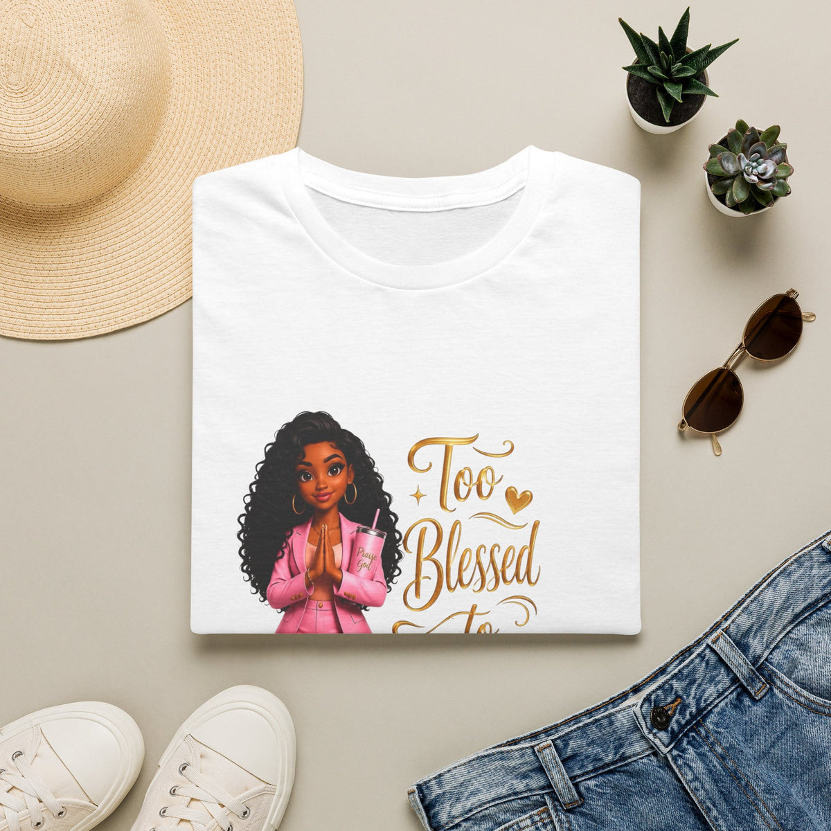 Too Blessed to Be Stressed Christian Faith Unisex T-Shirt nisex Softstyle T-Shirt
