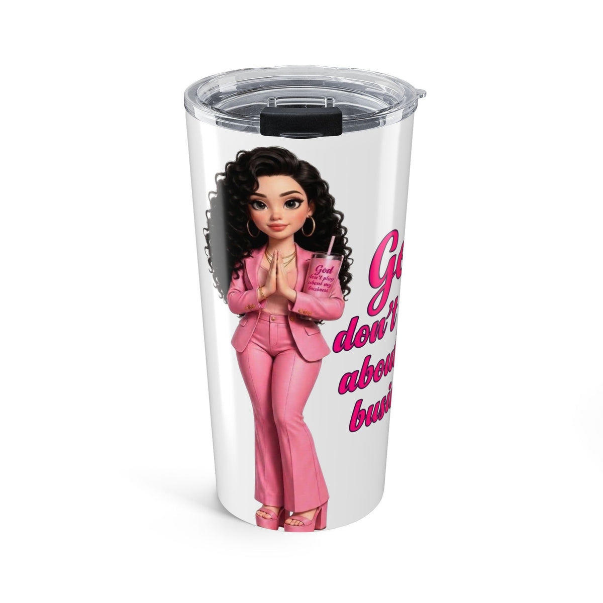 20oz Tumbler — "Girl Don't Pay About Boss" Pink Power Travel Mug