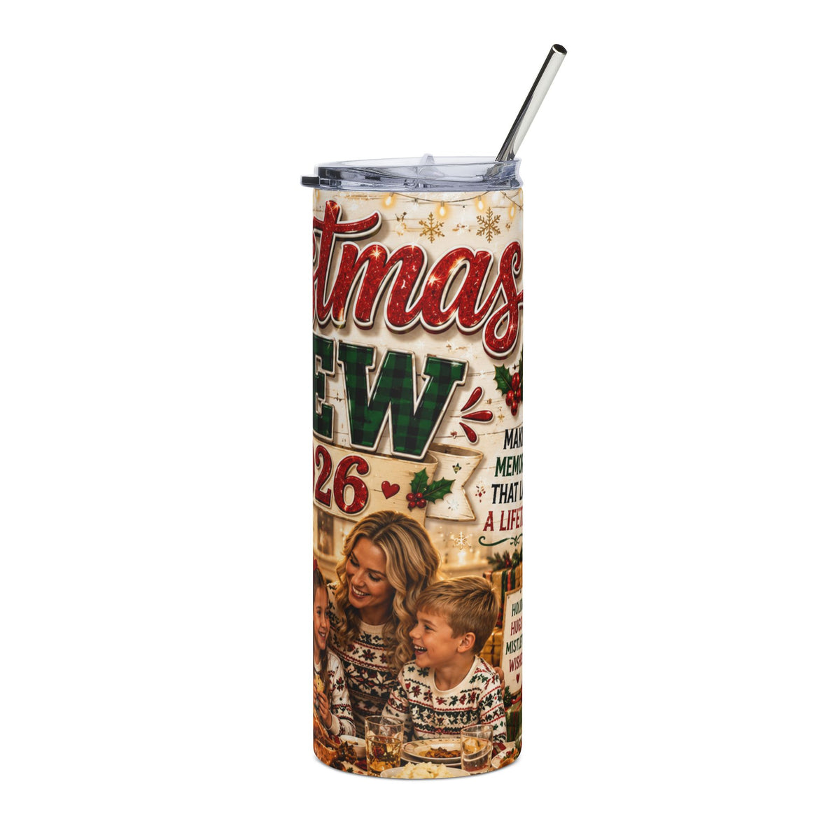Christmas Crew 2026 Stainless Steel Tumbler — 20oz Holiday Family Travel Cup