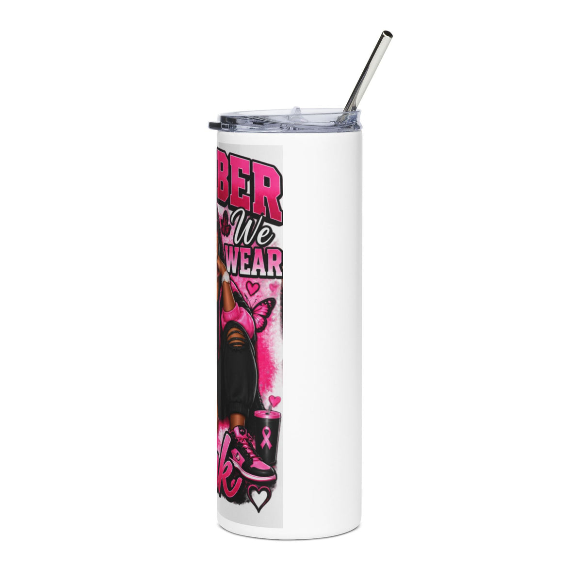October Pink Ribbon Tumbler — Breast Cancer Awareness 20oz Stainless Steel