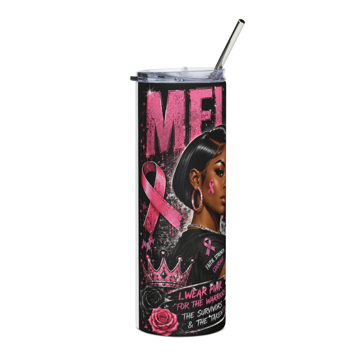 Melanin Fighting Cancer Awareness Stainless 20oz steel tumbler