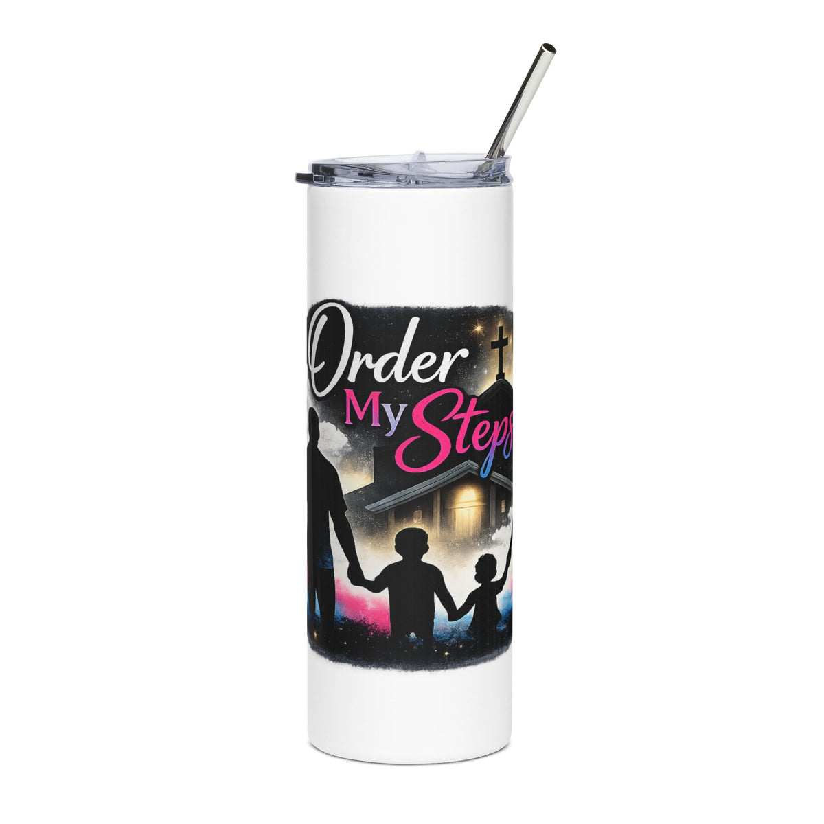 Order My Steps Stainless Steel Tumbler — Inspirational Christian 20oz Travel Cup