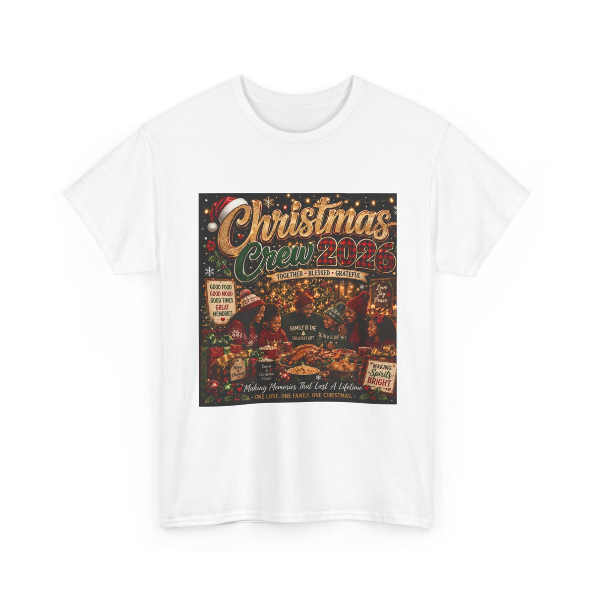 Christmas Crew 2026 Black Family  Unisex Cotton Heavy Tshirt