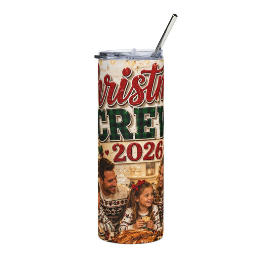 Christmas Crew 2026 Stainless Steel Tumbler — 20oz Holiday Family Travel Cup