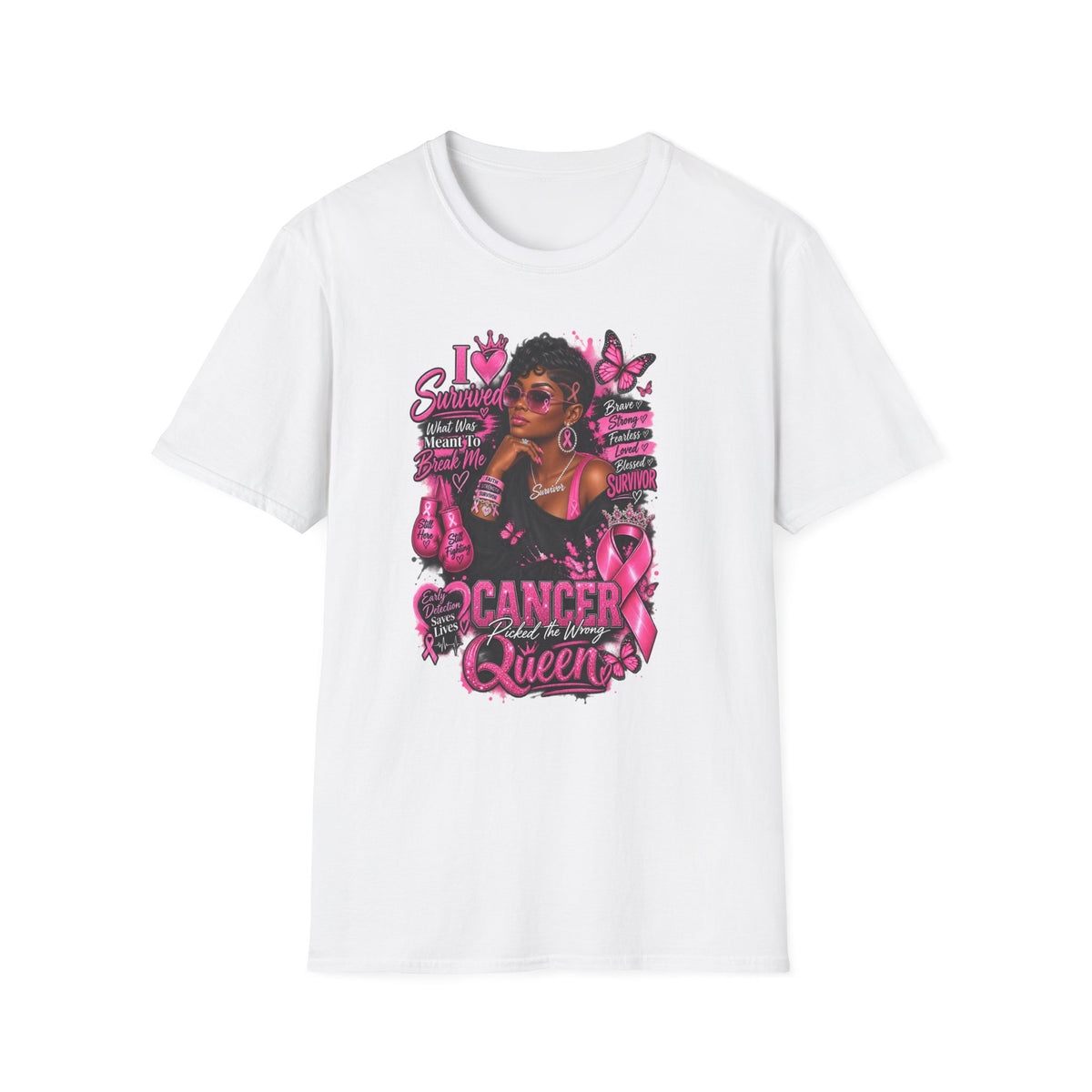Unisex Softstyle T-Shirt I am A Survivor Breast Cancer Unisex  Tshirt Black Women Awareness