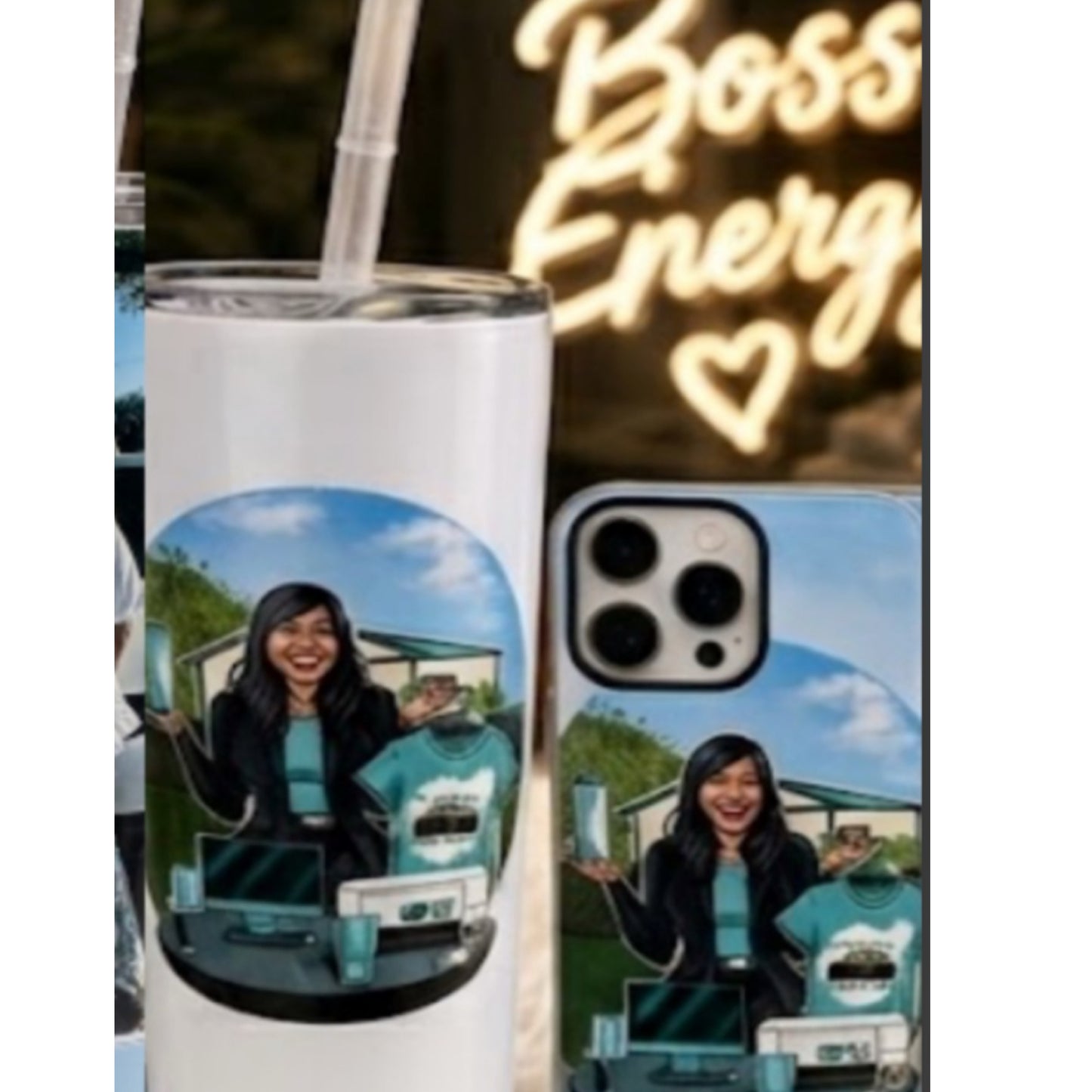 Custom Photo or Business Logo Gift Set – Bluetooth Speaker Tumbler & Matching Phone Case
