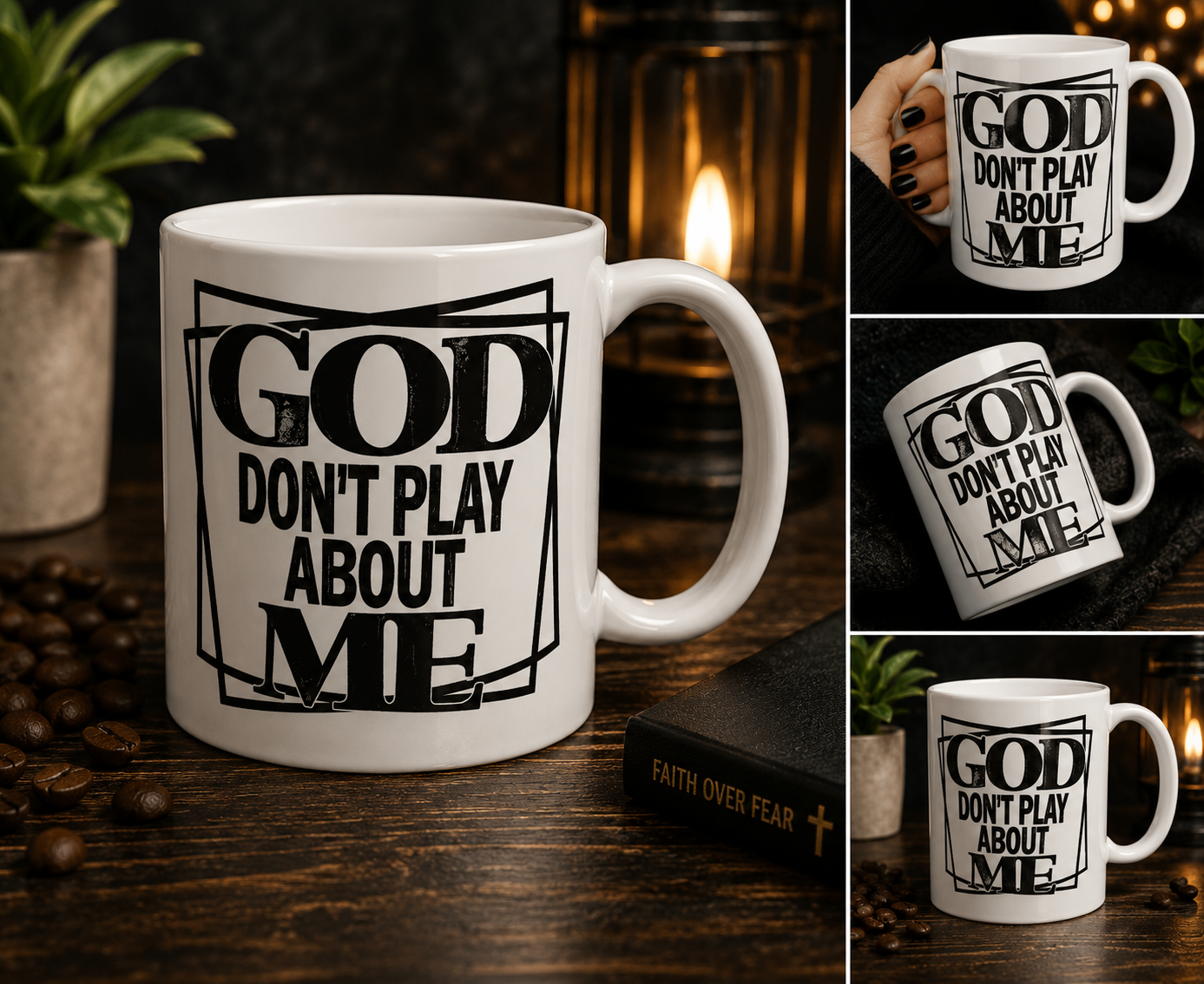 🙌 PROTECTED & FAVORED.
Let them know who stands behind you. The "God Don’t Play About Me" Ceramic Mug is a bold, confident statement for your morning routine. Whether you're sipping your morning coffee before dominating the day or sitting at your office.