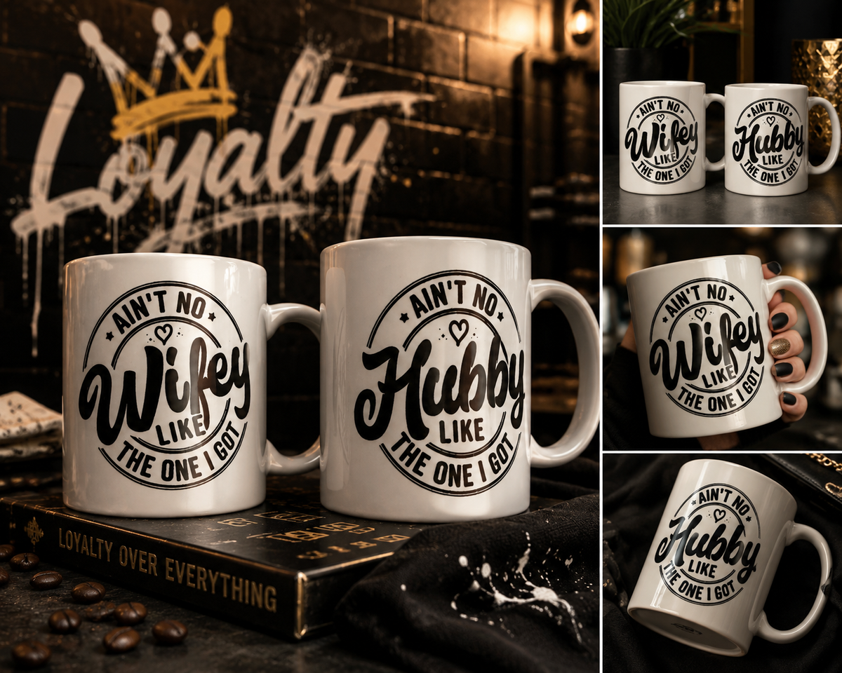 Ain't No Wifey Like The One I Got" Matching Hubby Mug Set - Funny Couple's Sublimation Coffee Cups, Anniversary & Wedding Gift Pack
