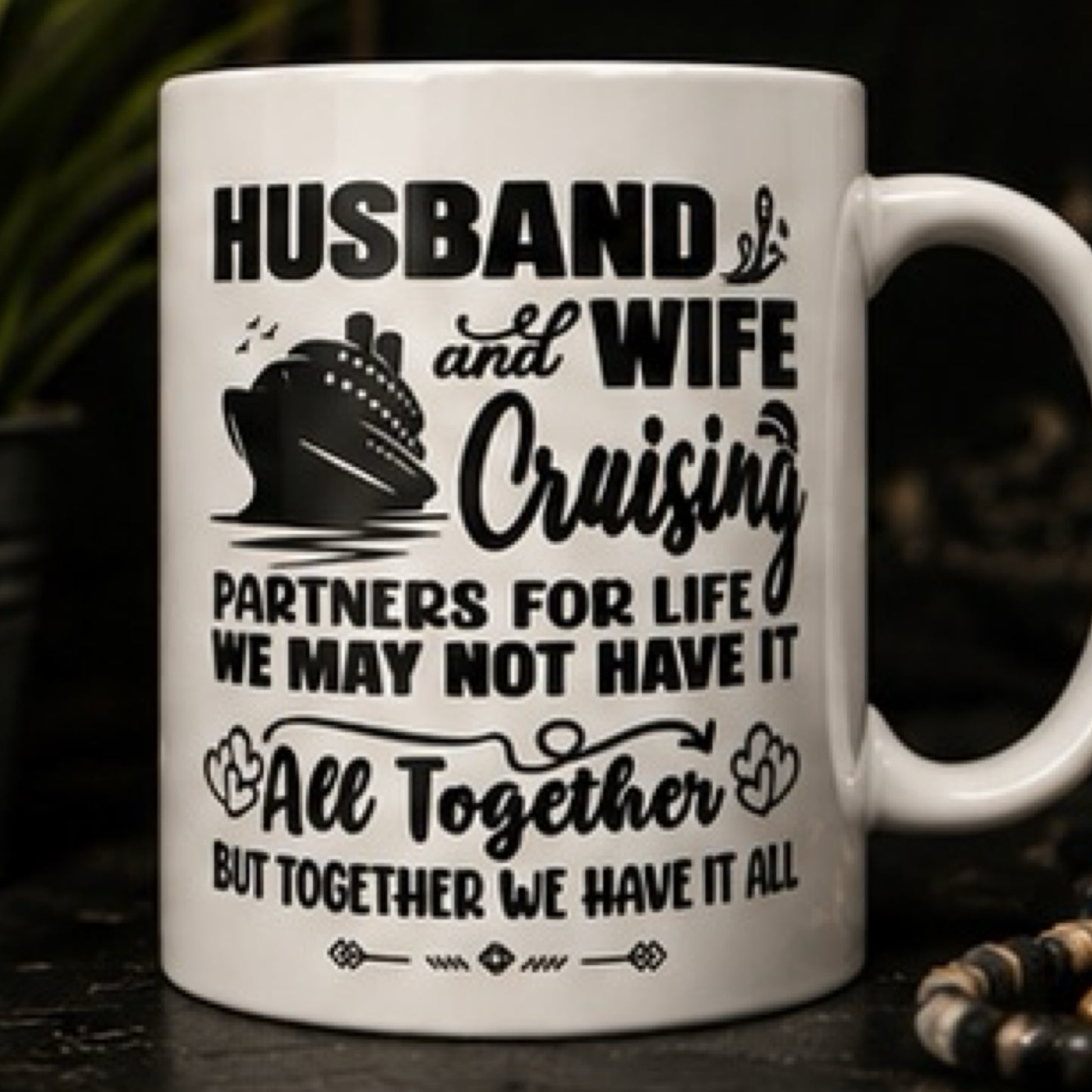 Husband And Wife Cruising Partners For Life" Funny Coffee Mug - Sarcastic Premium Ceramic Novelty Cup, Fade-Proof Vacation Gift for Couples & Cruise Lovers
