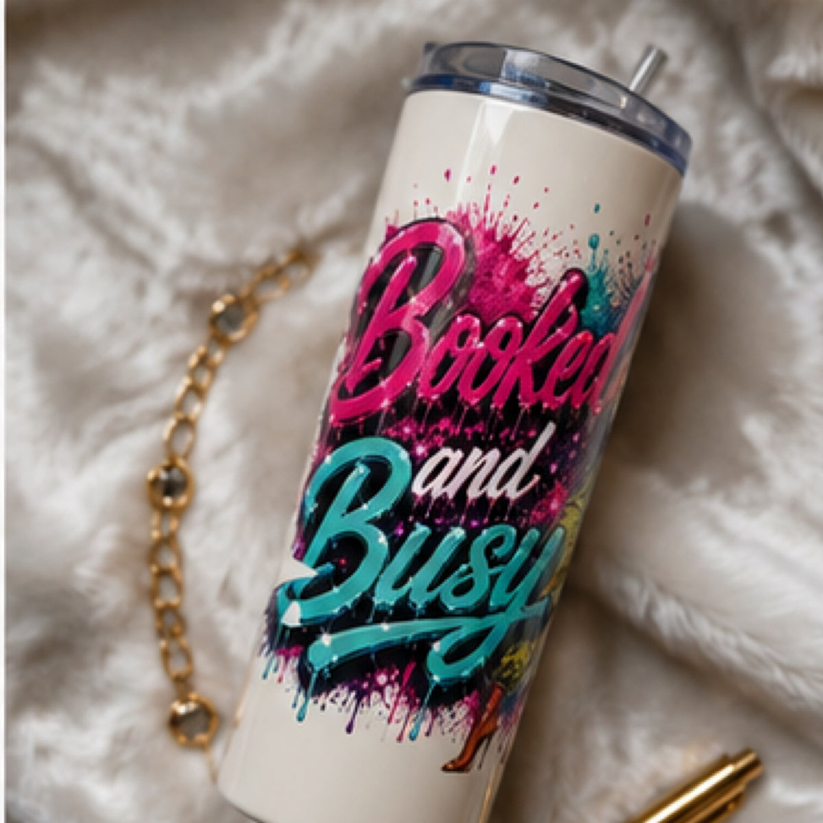 Booked & Busy Boss Girl UV DTF on Journals & Tumblers.