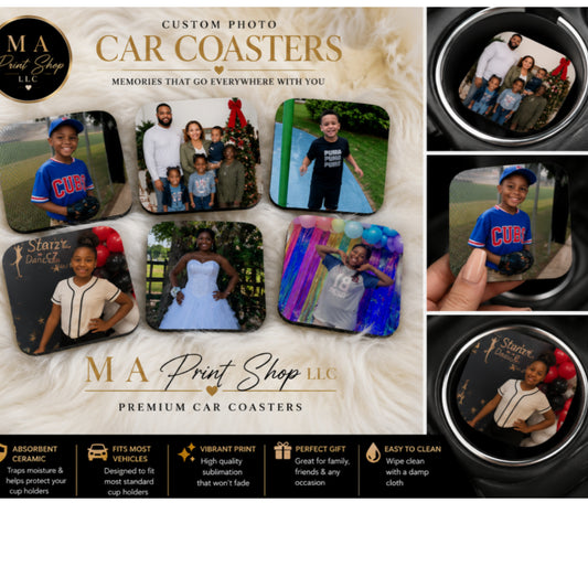 Custom Photo Car Coasters (Set of 2)