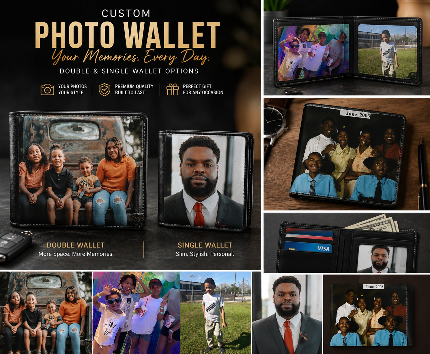 Personalized Picture Men Wallet | Custom Single & Double Photo Wallets