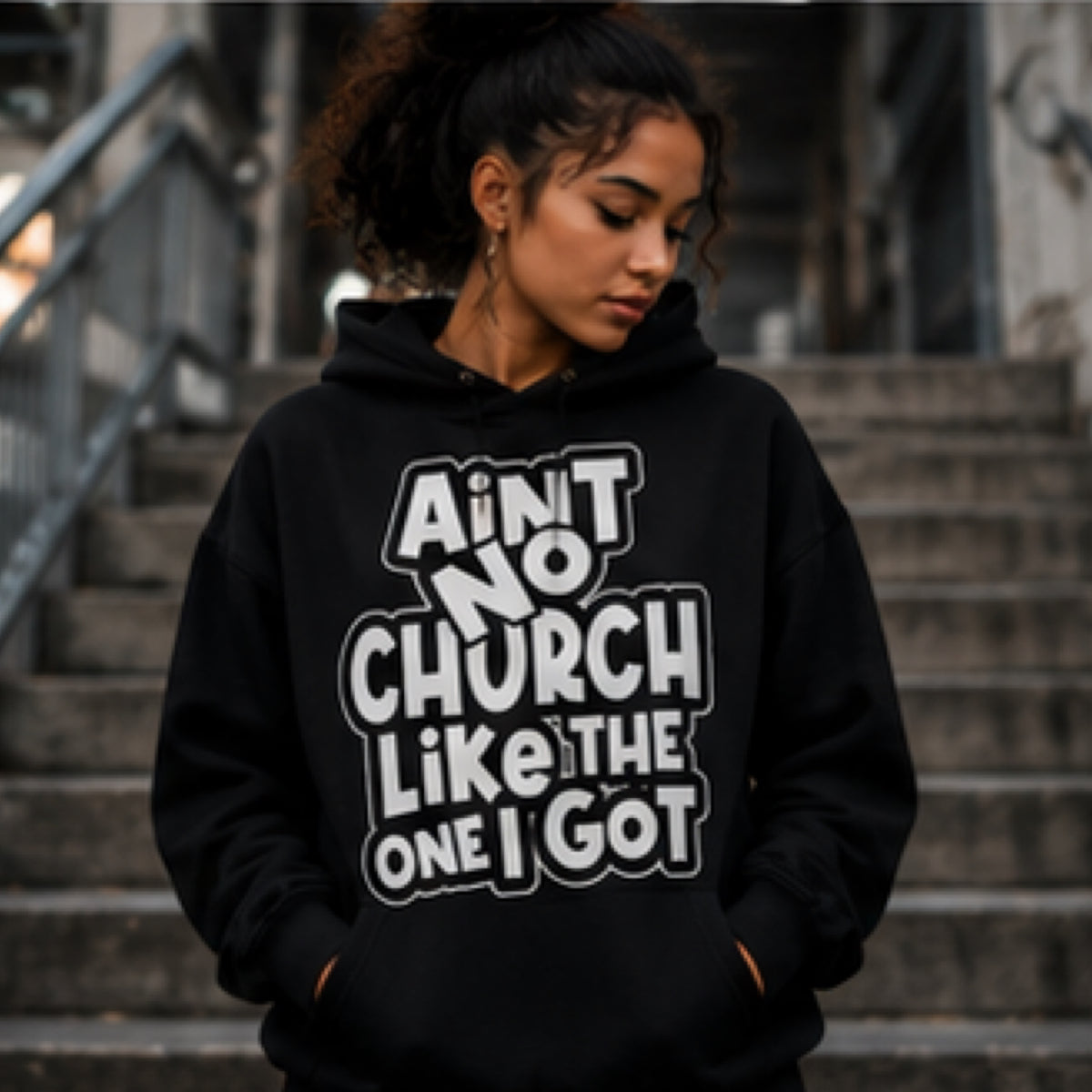 Ain't No Church Like The One I Got Unisex Graphic Hoodie | Trendy Faith-Based Streetwear Sweatshirt for Women & Men