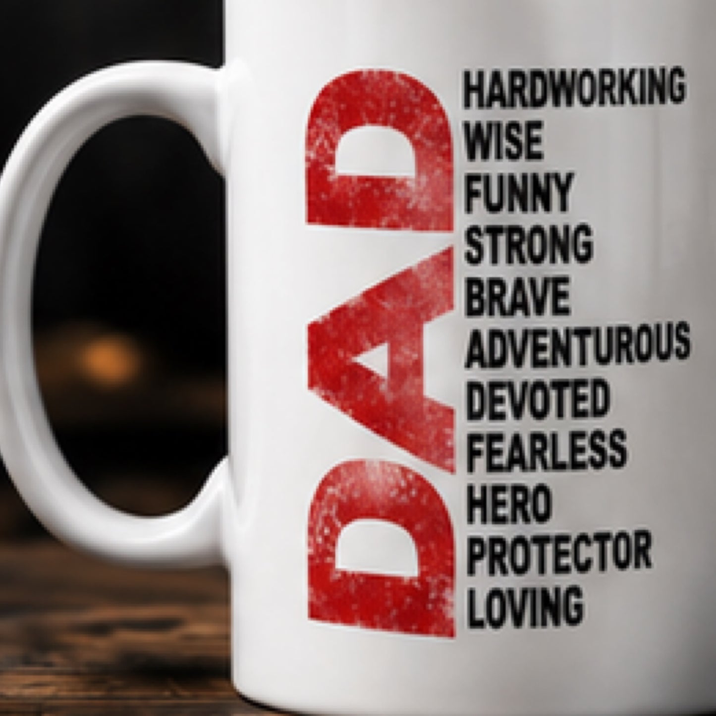 Custom Dad Acronym T-Shirt and Drinkware Gift Set | Personalized Father’s Day Gift | Hardworking Brave Hero Dad Mug, Tumbler, & Journal | Birthday Gifts for Dad