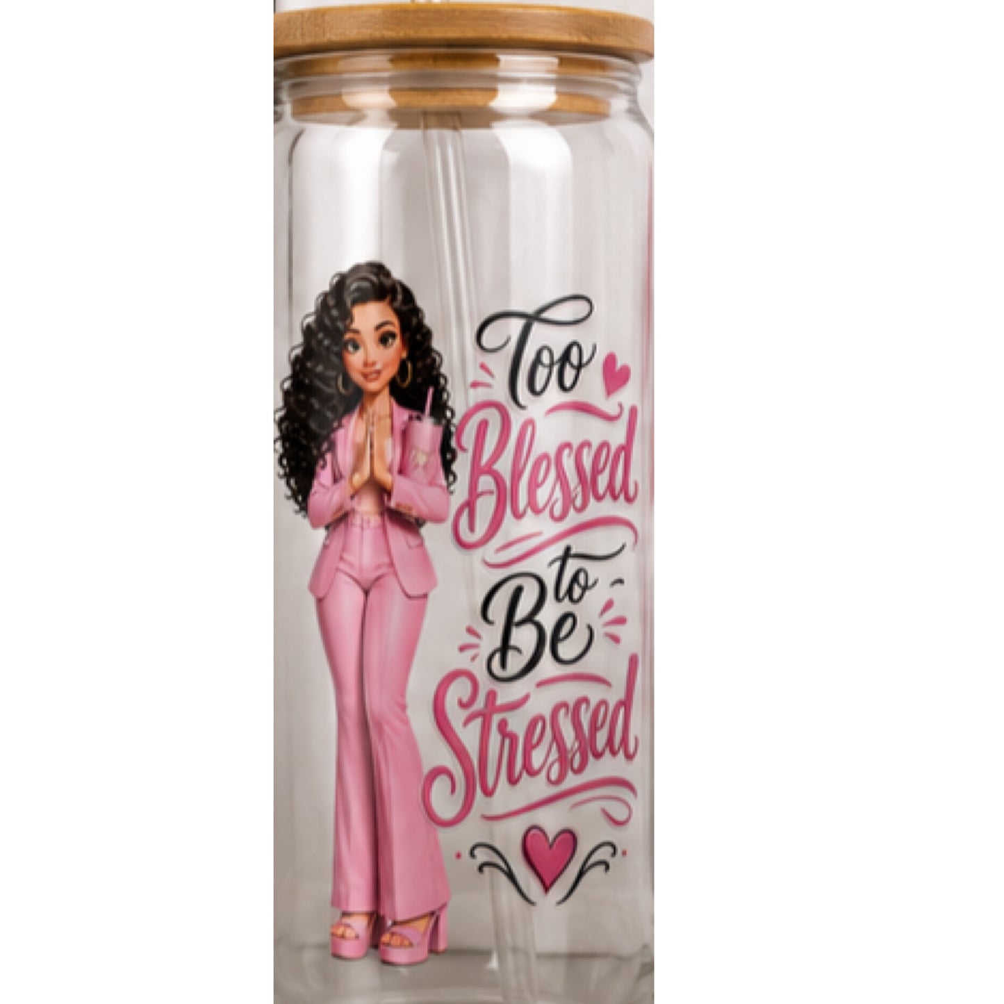 Too Blessed To Be Stressed Custom Product | White Christian Boss Babe Graphic | Skinny Tumbler, Ceramic Mug, Glass Tumbler, A5 Journal, T-Shirt | Faith Gift Set
