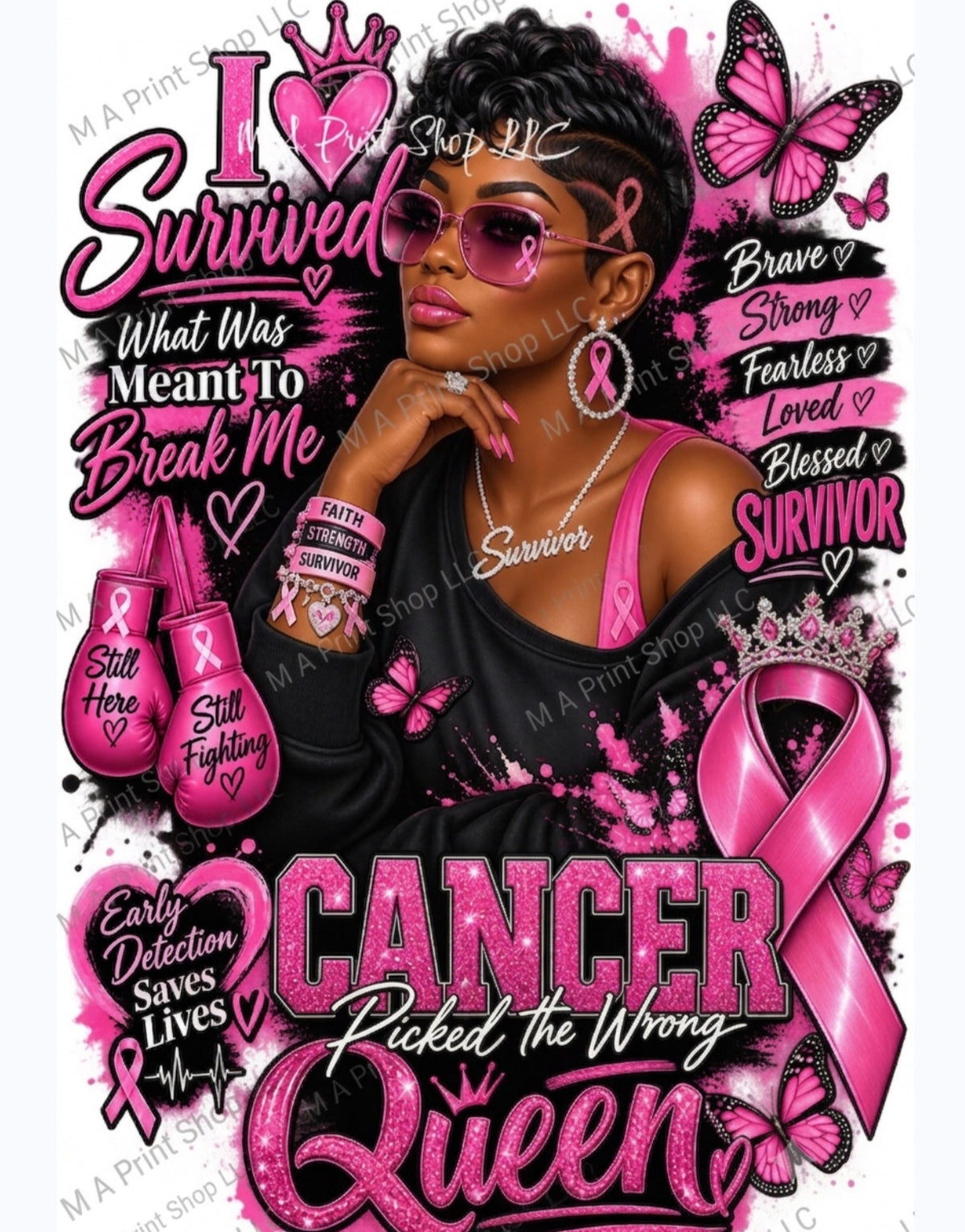 💕🥊 Breast Cancer — CANCER PICKED THE WRONG QUEEN — PREMIUM DIGITAL PNG FILE 🥊💕👑